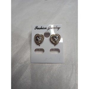 Shiny‎ Expensive Look Rhinestone Heart Shaped Earrings -1 Missing Stone